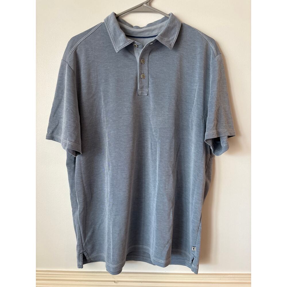 Tommy Bahama Polo Shirt Mens Large Blue Island Zone Tencel Coolmax Golf